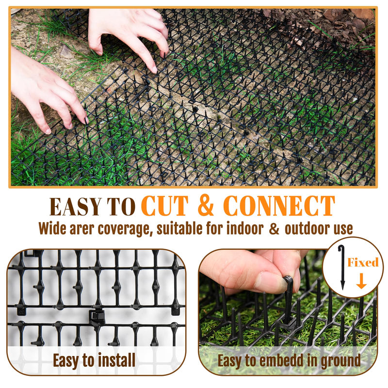 118"x 11.8" Cat Scat Mat for Cats with Spikes, Scat Mats for Dogs, Prickle Strips Digging Stopper Outdoor Deterrent Mat for Indoor Garden includes 8 Garden Staples 121.2"L x 118.0"W x 11.8"Th - PawsPlanet Australia