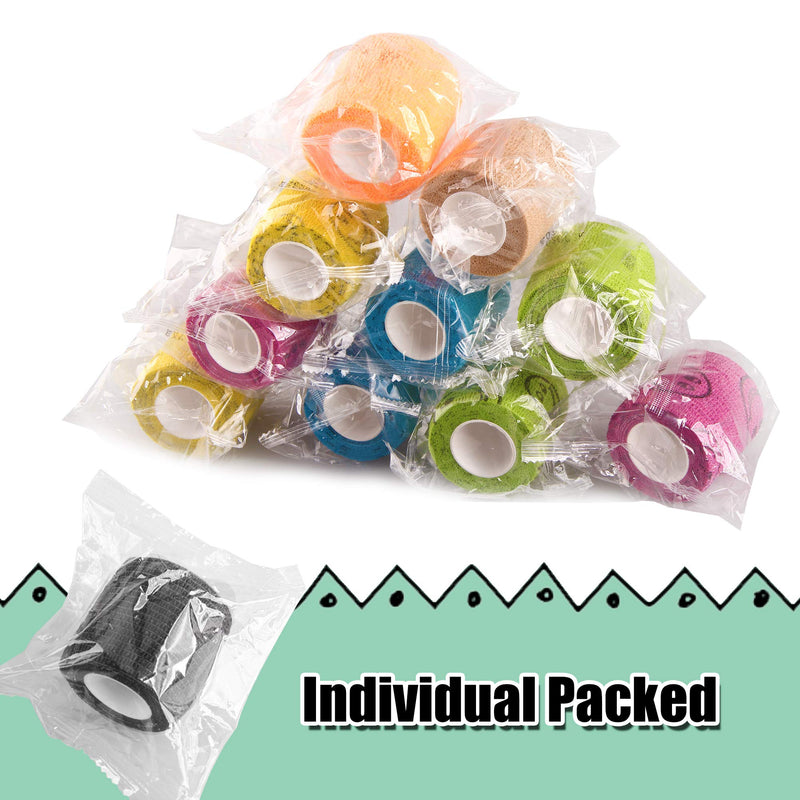 24Pack Self Adhesive Tape Vet Wrap Flex Bandages Leg Wrap Adherent Non-Woven for Dog Cat Horse Pet Animals Ankle Sprains & Swelling 2 Inch 5 Yards (Assorted Patterns) - PawsPlanet Australia