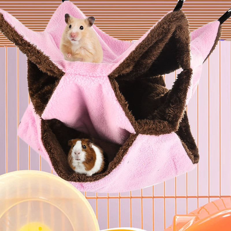 XINRUI 3 Tier Ferret Rat Hammock,Guinea Pig Cage Accessories,11.8x11.8 Inches,Pet Cage Hanging Bunkbed Hammock for Small Animals,Guinea Pig,Ferret,Kitten,Squirrel,Chinchilla,Rat,Parrot pink - PawsPlanet Australia
