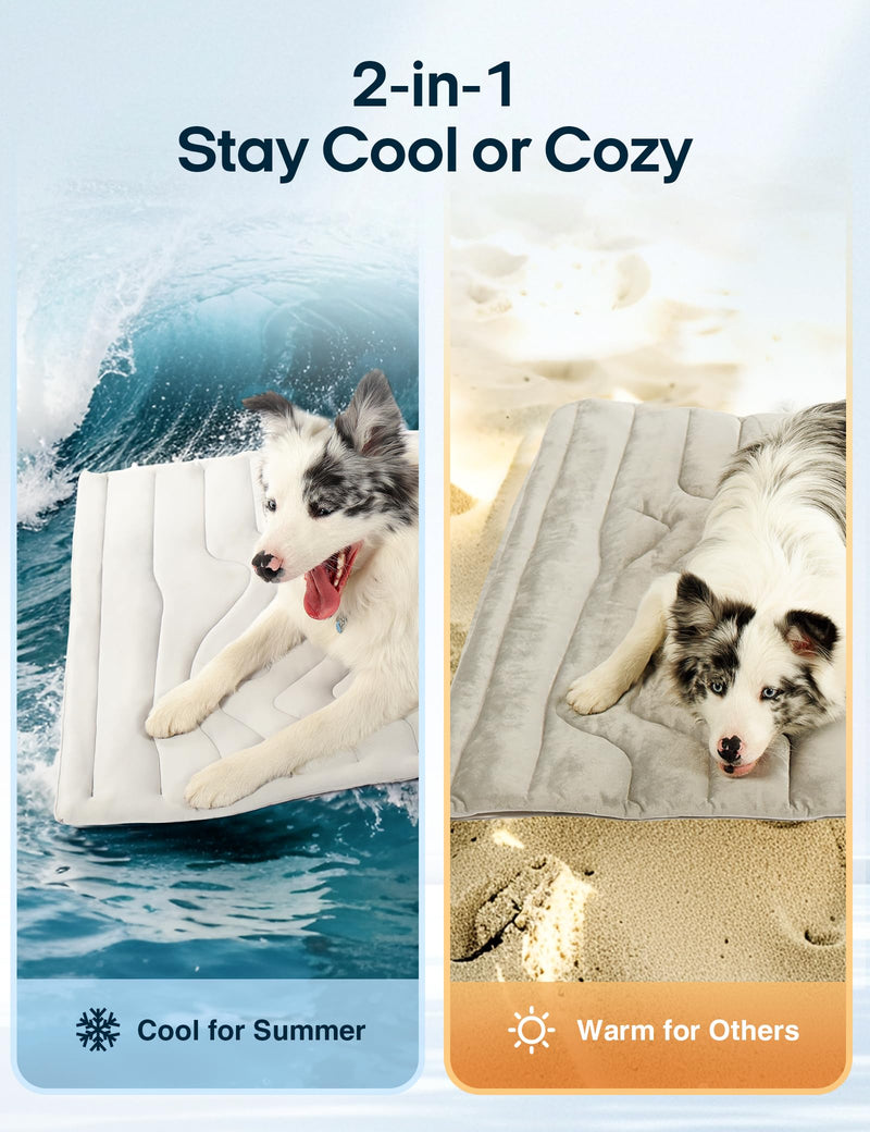 ZonLi Dog Cooling Mat, 36" x 23" Medium, Reversible Cooling Pad for Dogs & Cats (Cool & Warm), Durable & Machine Washable, Pet Mat for Crate, Kennel, Bed, Sofa, Arctic Grey - PawsPlanet Australia