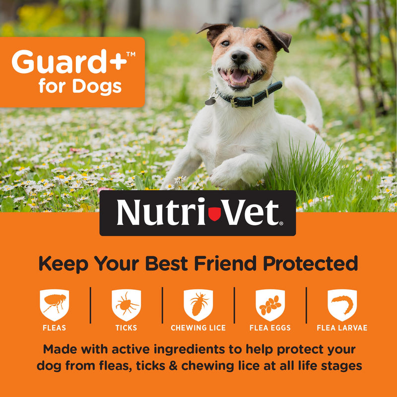 Nutri-Vet Guard+ for Dogs - Flea & Tick Prevention for Small Dogs 5-22 lbs. - Waterproof - 30 Days of Protection - 3 Month Supply