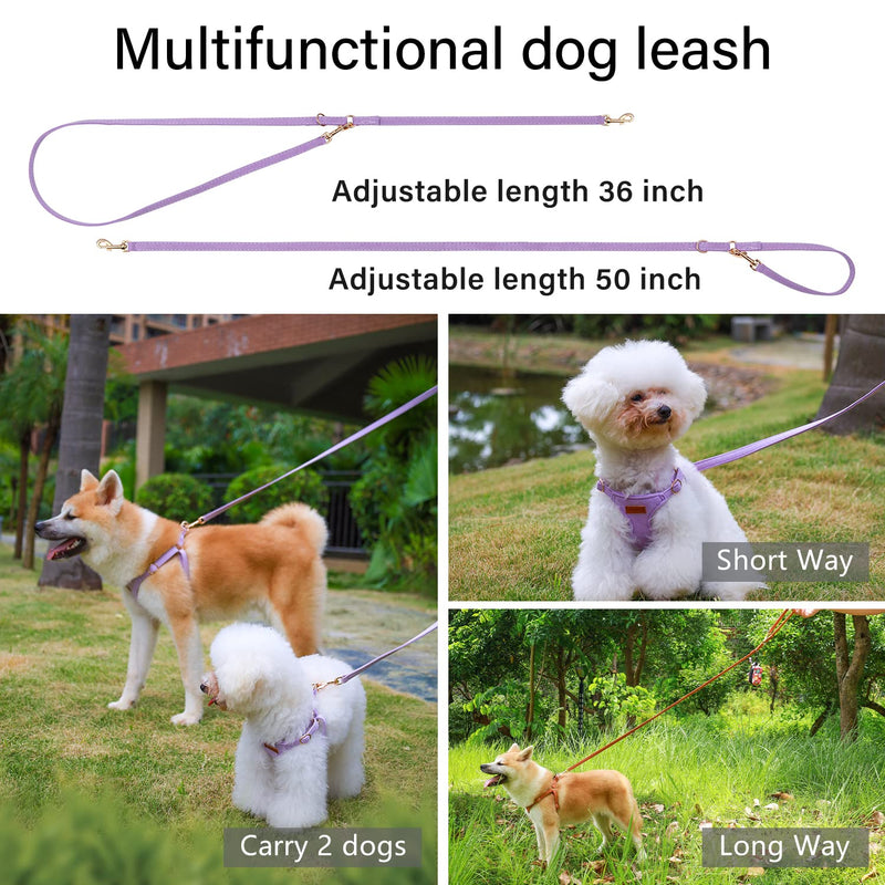 CHEDE No Pull Puppy Harness and Multifunction Dog Leash Set- 8 Colors Soft Adjustable No Choke Escape Proof Cute,Lightweight Pet Vest Harness for Small and Medium Dog (S, Purple) S - PawsPlanet Australia