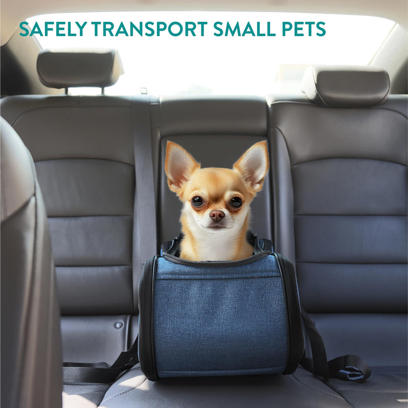 Navaris Dog Car Seat - Secure and Comfortable Pet Carriers for Small Dogs - Centre Console Car Seats - Booster and Bed with Zipper, Leash, and Cushion - Cat, Dog & Puppy Travel Bag - PawsPlanet Australia