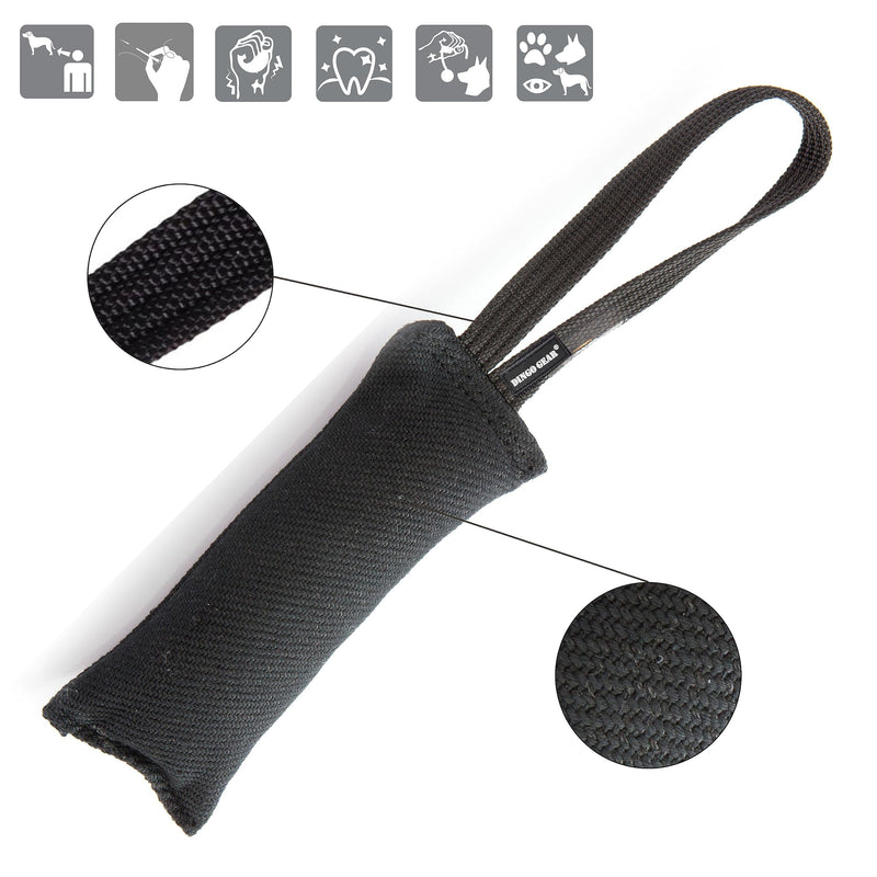 Dingo Gear French Linen tug Toy for Dog, Dog Bumper for Training, Agility, tug of war, Dog bite Pillow for Strong Dog, 1handle 11" Black S00073 1 handle Large - PawsPlanet Australia