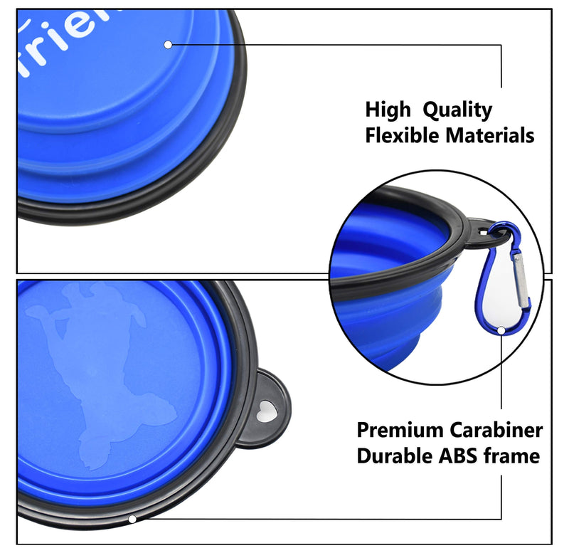 4LegsFriend Pet Bowls with Carabiner Clips | BPA Free Food Grade Silicon for Dog and Cat Expandable Travel Bowls Comes in 2 Sizes | Pop Out Dog Bowls Small Yellow + Black - PawsPlanet Australia