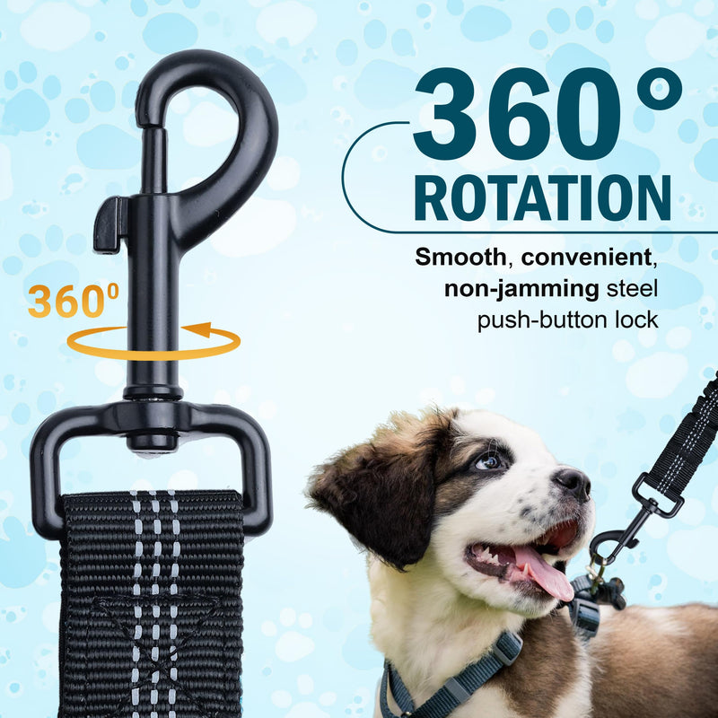 Hands Free Dog Leash for 2 Dogs – Waist Leash for Dog Walking with Dual Bungee, Reflective No Pull Design, Adjustable Belt & Pouch for Running, Hiking, Jogging Black 2 Leash
