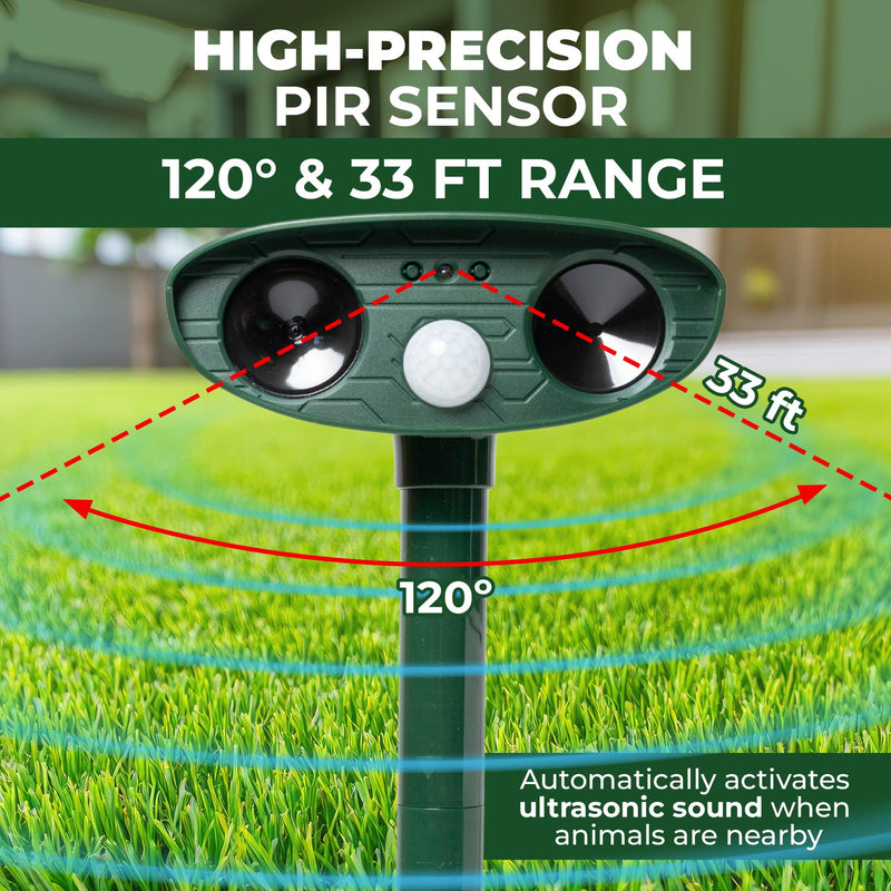 Upgraded Solar Ultrasonic Animal Repellent Outdoor (Pack 2pcs) - Cat Repellent Outdoor, Squirrel, Deer, Raccoon, Pest Repeller - Keep Skunk Away Motion Detection with Flash Light for Yard Garden Lawn 2 - PawsPlanet Australia
