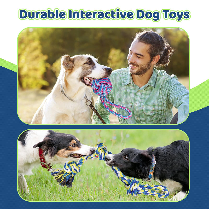 Large Dog Rope Toys for Aggressive Chewers, Dog Toys Set for Large and Medium Dogs, Tough Natural Cotton Puppy Chew Toy for Chewing, Tug Toy 9 Pack 9 Packs - PawsPlanet Australia