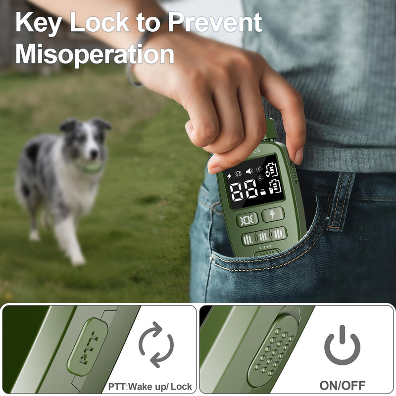 Dog Shock Collar for 2 Dogs, 4500FT Dog Training Collar Rechargeable Electric Collar with Recording & Calling & Vibration & Shock for All Breeds (Green) Green - PawsPlanet Australia