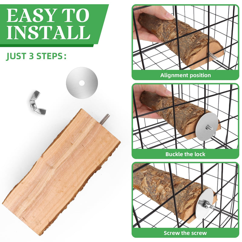 2PCS Natural Wood Bird Perch Platform for Cage - Parrot Perch Stand for Conures, Cockatiels, Budgies, Lovebirds, Parrotlets, Small Bird Cage Accessories & Wooden Perches for Small Parrots
