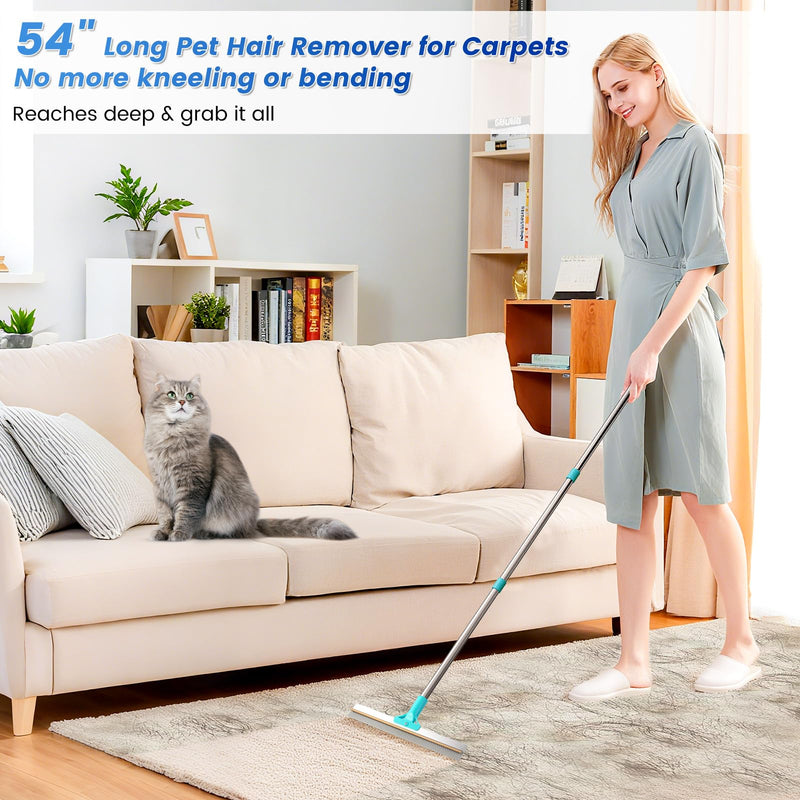 3-Pack Pet Hair Remover Tools, Carpet Rake for Pet Hair Removal, Long Handle Double-Sided Carpet Fur Removal Lint Scraper Brush Dog Cat Hair Remover for Sofa, Couch, Rug, Stairs, Clothes, Blue 3-Pack - PawsPlanet Australia