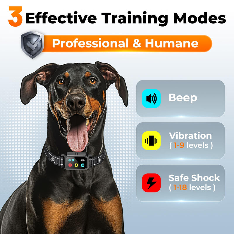 AI Dog Shock Collar 2 Dogs (10-120Lbs) - 3300FT Dog Training Collar with Remote, IPX7 Waterproof Collar with Beep, Vibration, Safe Shock for Large Medium Small Dogs, Keypad Lock and Flashing Light Black - PawsPlanet Australia