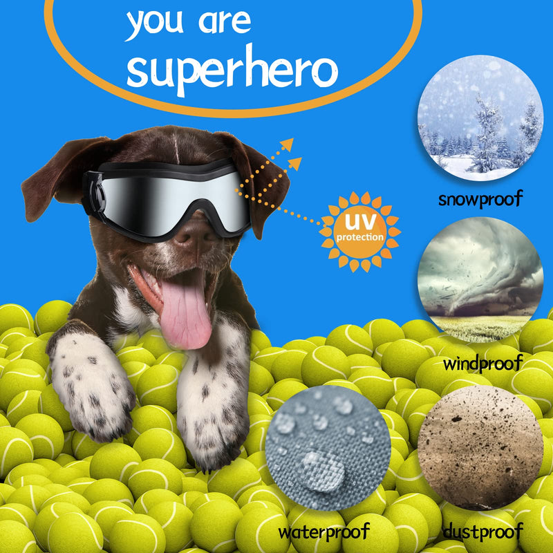 NVTED Dog Sunglasses Dog Goggles, UV Protection Wind Dust Fog Protection Pet Glasses Eye Wear Protect with Adjustable Strap for Medium or Large Dogs (Pack of 2) Pack of 2 - PawsPlanet Australia