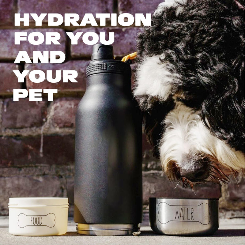 asobu Buddy Bottle a Stainless Steel Insulated Water Bottle for with Removable Dog Water Bowl and Dog Food and Treat Storage Bowl (Pastel Green, 34 Oz) - PawsPlanet Australia