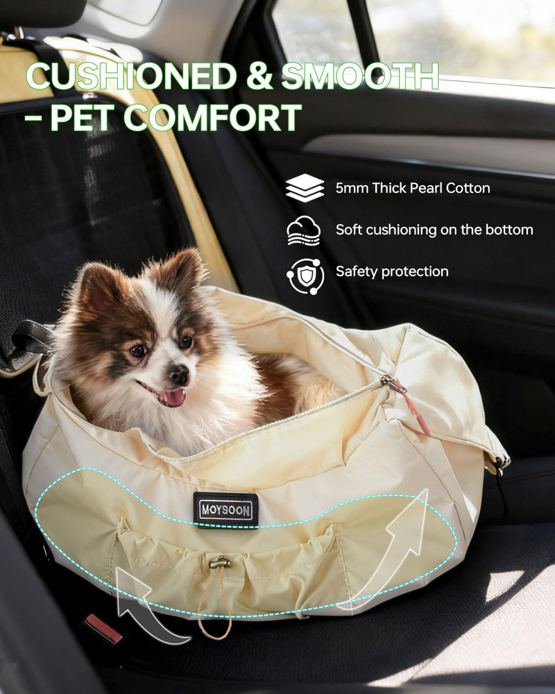 Puppy Carrier Sling - Widened and Thickened Shoulder Strap with Pocket, Adjustable Hands-Free Small Dog Carrier Sling for Outside and Daily Walks, for Small Dog and Cat 12 lbs, (Buff). Light yellow - PawsPlanet Australia