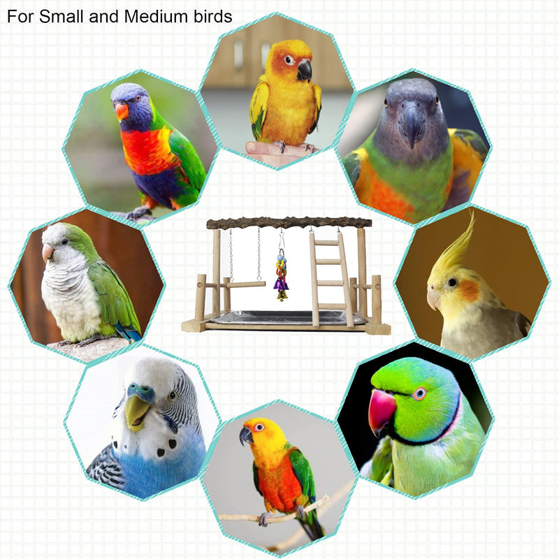 kathson Bird Playground,Parrots Play Gym,Parakeet Play Stand with Prickly Ash Wood Perch,Cockatiel Playstand with Feeder Cups and Exercise Toys,Birds Perch Stand for Budgie Conures Cockatoos Lovebirds Parrots Playground Style-2 - PawsPlanet Australia