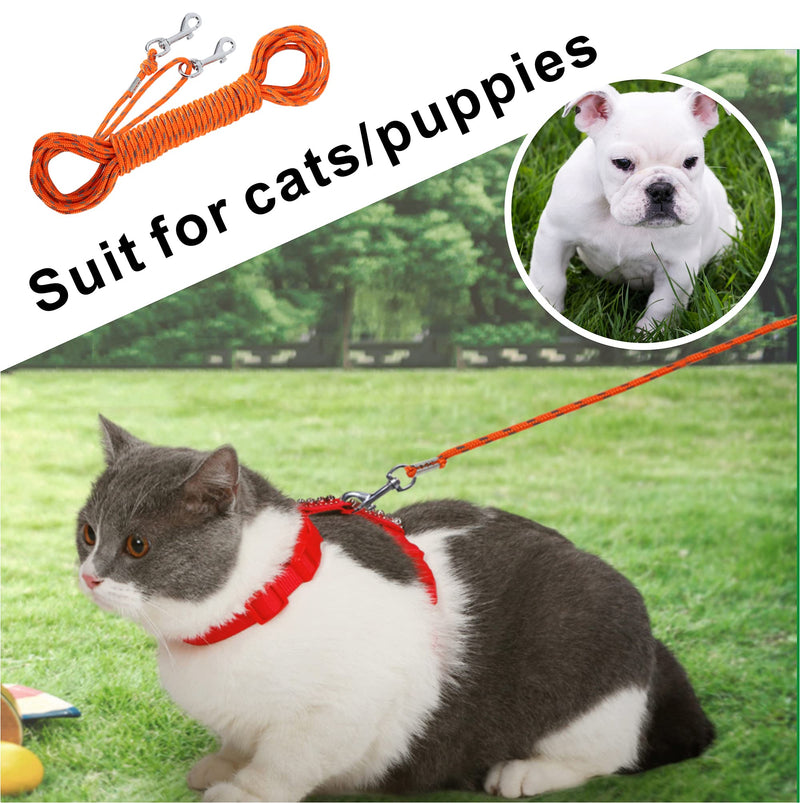 Reflective Cat Leash -50FT Cat Cable Out Escape Proof Walking Leads Yard Long Durable Safe Personalized Extender Leash Traning Play Outdoor for Puppies/Kittens/Rabbits/Small Animals 50FT Orange - PawsPlanet Australia