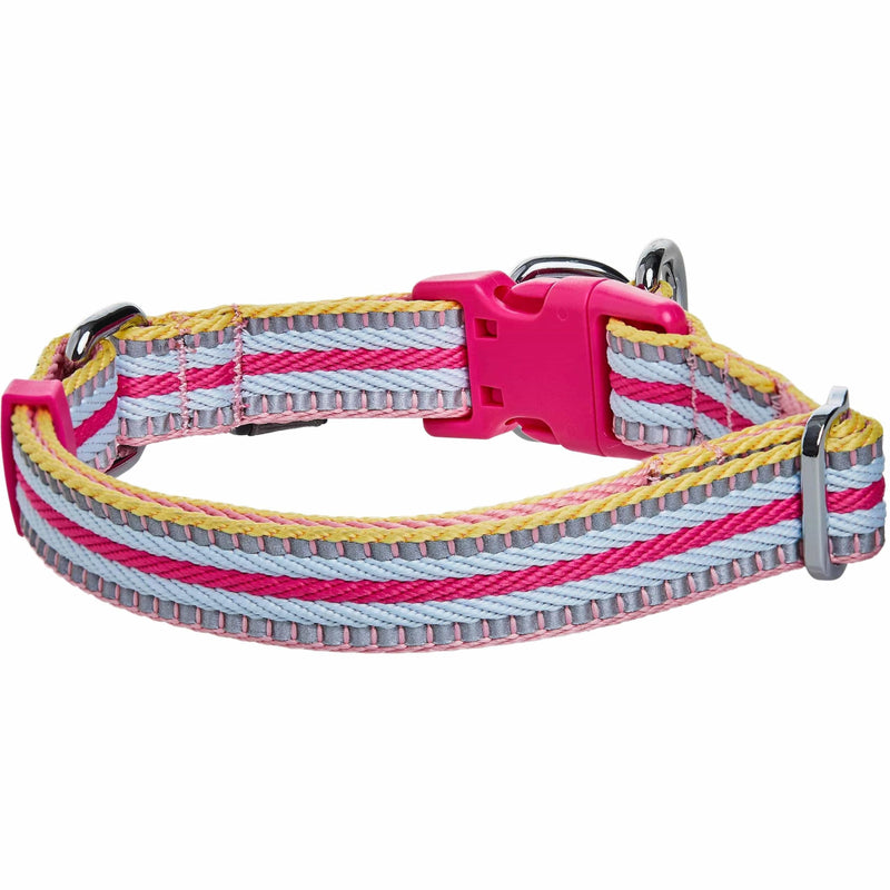 Blueberry Pet Safety Dog Collar with Dual D-Rings | 3M Reflective Multi-Colored Adjustable Collar in Pink and Pastel Blue | Soft Nylon Dog Collar for Active Large Dogs - PawsPlanet Australia