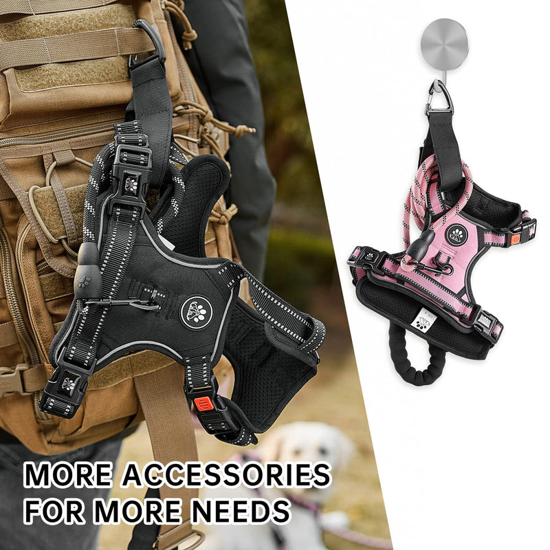 NESTROAD No Pull Dog Harness,Adjustable Oxford Dog Vest Harness with Leash,Reflective No-Choke Pet Harness with Easy Control Soft Handle for Large Dogs(Large,Pink) 【L】neck 15-19" chest 19-29" Pink