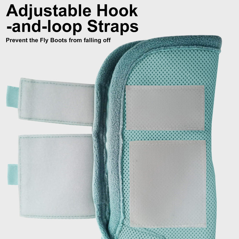 Adjustable Horse Fly Boots Set of 4, Equine Leg Protection Reduce Stomping, Breathable Mesh Fly Boots for Horses, Horse Leggings Leg Guards Aqua Blue 03 Full - PawsPlanet Australia