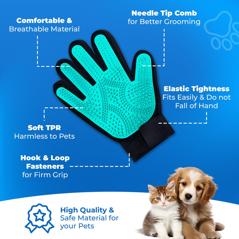 Pet Hair Removal Glove for Dogs & Cats – Dog Grooming Gloves for Shedding, Pet Hair Remover Glove – Pet Grooming Gloves, Cat Grooming Gloves & Cat Brush Glove – Dog Bath and Washing Gloves