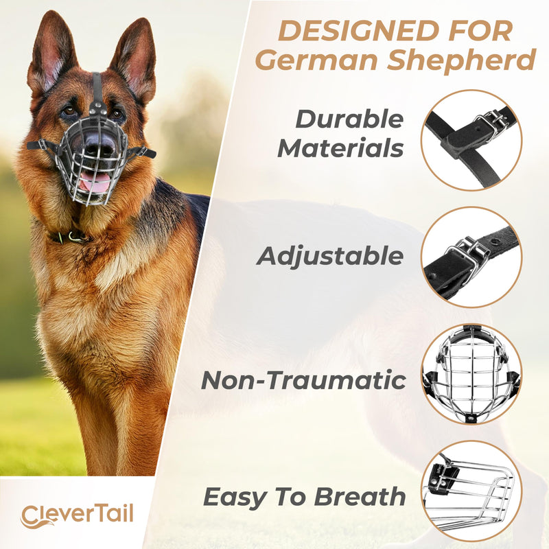 German Shepherd Muzzle for Large Sized Dog – Metal Dog Muzzle for German Shepherd – Steel Basket Muzzle for Large Dogs – Wire Cage Muzzle for Medium Dogs Husky, Belgian Malinois - PawsPlanet Australia