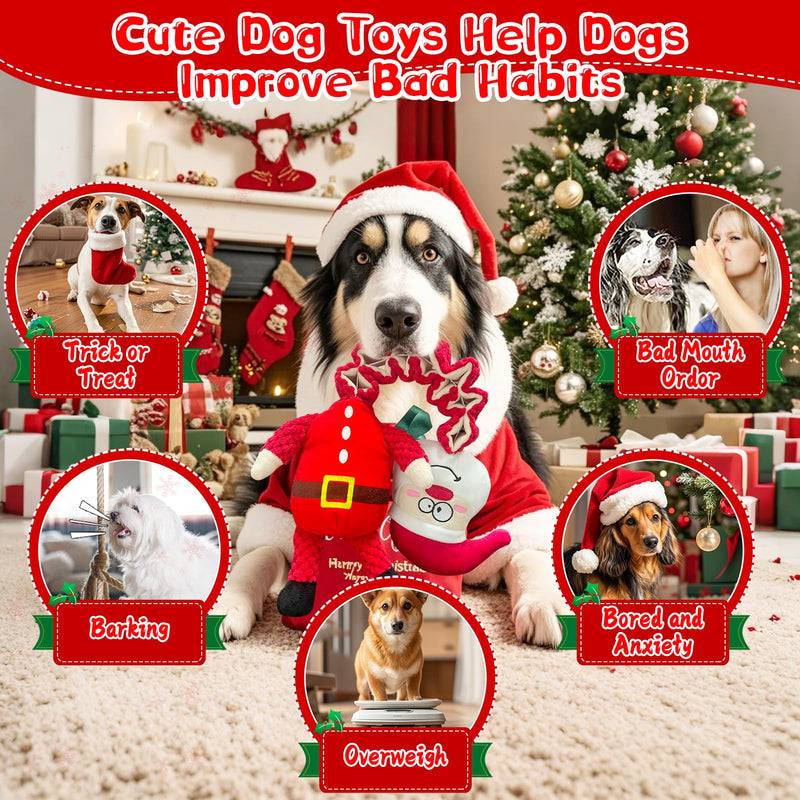 Christmas Large Interactive Dog Toys: Squeaky Plush Stuffed Dog Toys for Large Dogs - Big Chew Santa Dog Toys for Puppy Small Medium Large Breeds - PawsPlanet Australia
