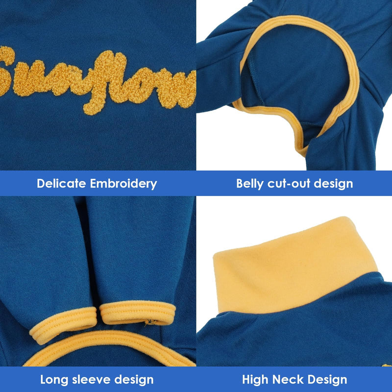 Onesies for Cats - Blue-XL, Long Sleeve and Turtleneck Sticky Hair Clothes,Cat Pajamas for Female & Male Anti-Licking Skin&Fur,Sphynx Skin Protection for Outing,Machine-Washable X-Large (Back Length:14.2") - PawsPlanet Australia