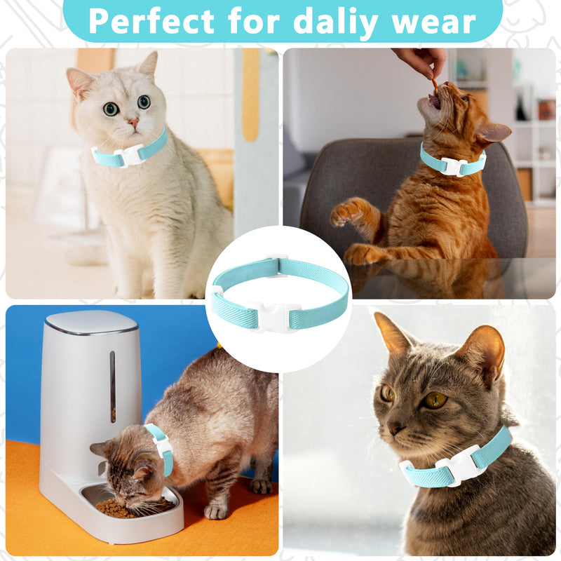 Elastic Cat Collar, Stretch Cat Collar Quick Release, Bright Colors Safety Kitten Collar Adjustable Collar for Kittens, Lightweight Soft Polyester Collars for Boy Girl Cats (Lightblue,S) Small Lightblue - PawsPlanet Australia