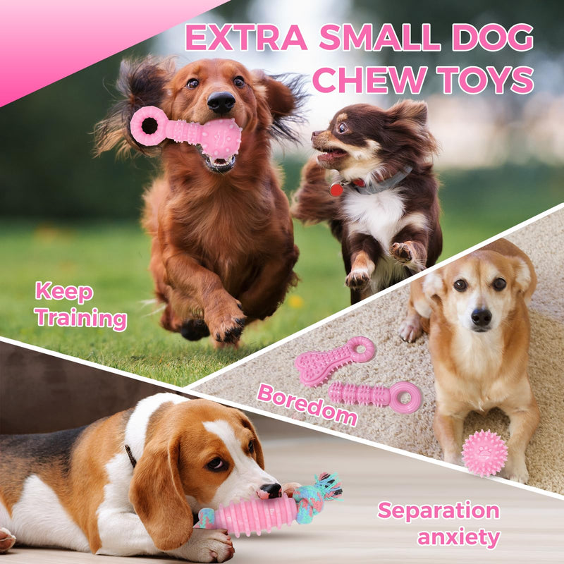 Puppy Toys, 9 Pack Puppy Chew Toys for Teething, Cute Pink Small Dog Toys, Puppy Teething Toys for Puppies, Soft Durable Interactive Dog Chew Toys for Puppy to Small Dogs Pink（9Pack） Extra Small Dog - PawsPlanet Australia