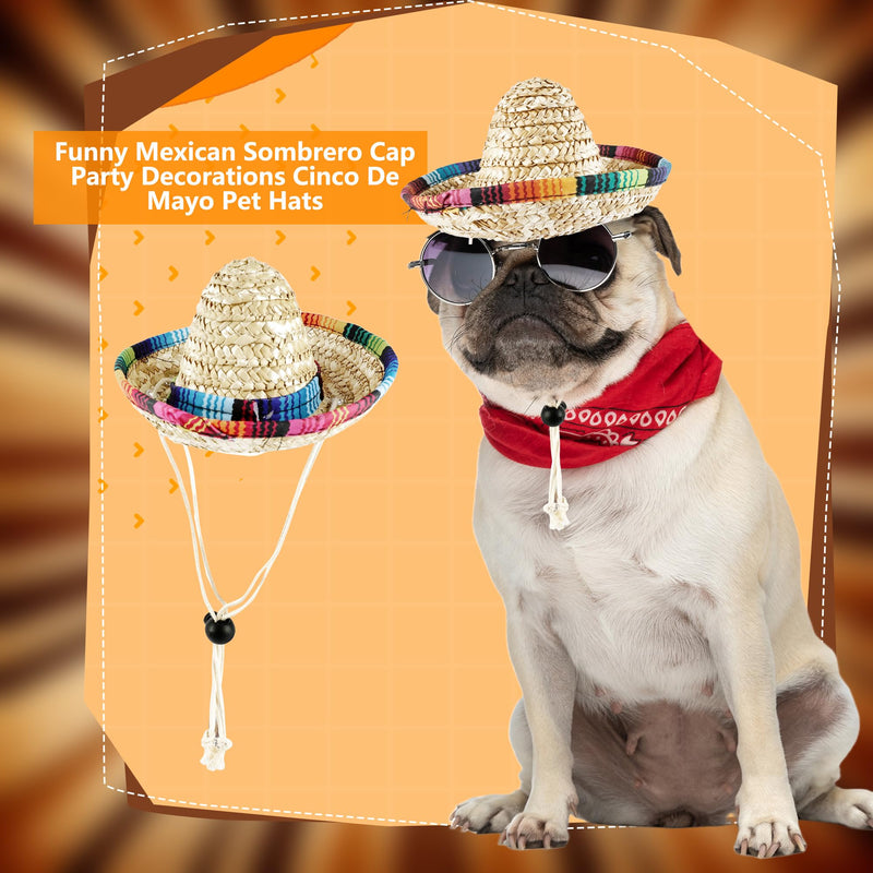 8 Pcs Pet Sombrero Hats Mini Sombrero Cap Cinco de Mayo Fiesta Hat Small Mexican Straw Hat for Puppy Dogs Cats Fiesta Party Decorations - PawsPlanet Australia