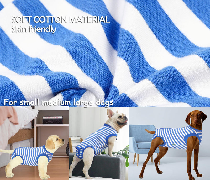 Dog Recovery Suit Surgery Shirt for Large Female Male,Blue XXL XXL(Back 22.4",chest 31") Blue-White Striped Suit - PawsPlanet Australia
