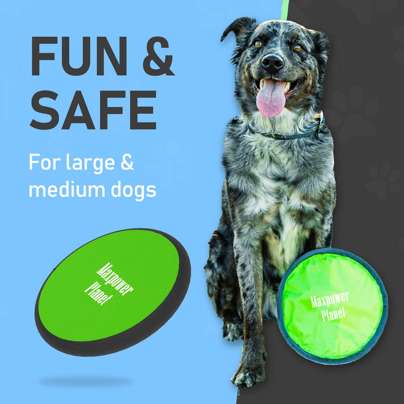 Maxpower Planet Dog Frisbee X2 Pack - Dog Frisbee Soft to Catch - Floating Frisbee for Dogs - Lightweight Flying Frisbee Dog Toy - Easy to Spot Disc Dog Frisbees Puppy Toys, Small to Large 10-inch - PawsPlanet Australia