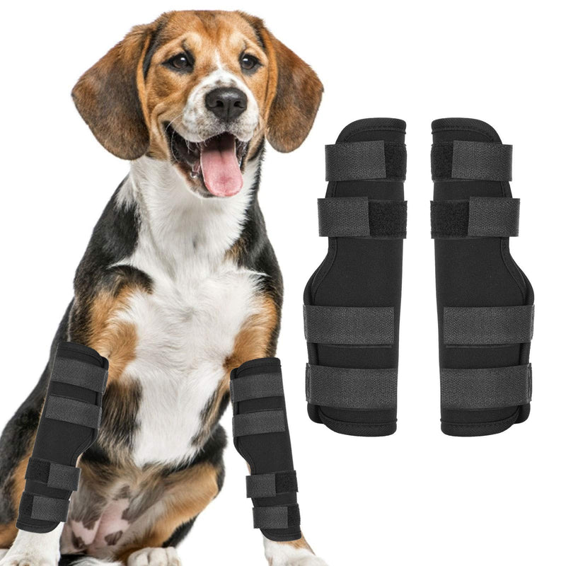 1Pair Dog Front Leg Brace, Adjustable Dog Elbow Protector Pads, Breathable Compression Dogs Leg Sleeve to Stop Licking, Dogs Elbow Brace for Arthritis, Sprain, Injury Recovery (L) L