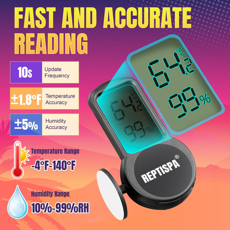 Reptile Thermometer Hygrometer, Pack of 2 Digital Thermometer Humidity Meter for Reptile Terrarium, Temperature Gauge Humidity Gauge with Digital LCD Display for Bearded Dragon Tank - PawsPlanet Australia