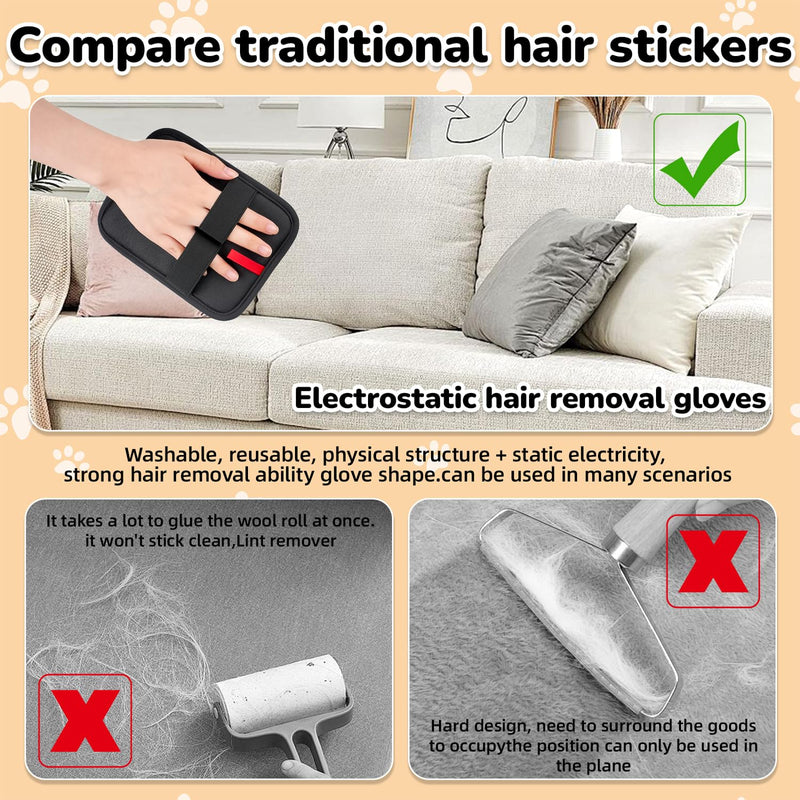 Pet Hair Remover, electrostatic pet Hair Removal Gloves, cat and Dog pet Hair Removal Tools, Suitable for Bed Sheets, Blankets, Clothes, Sofas, Multi-Functional Beauty Gloves -1 Piece 1 - PawsPlanet Australia