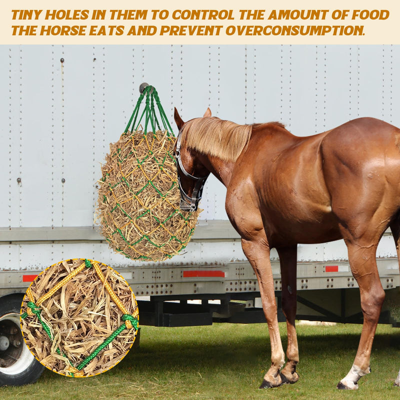 3PCS Hay Net for Horses,40" Slow Feed Hay Nets for Horses Goat Sheep,Strong Load-Bearing Hay Bags Hanging for Horse Stable Trailer 2.36"x2.36" Holes (Green) Green - PawsPlanet Australia