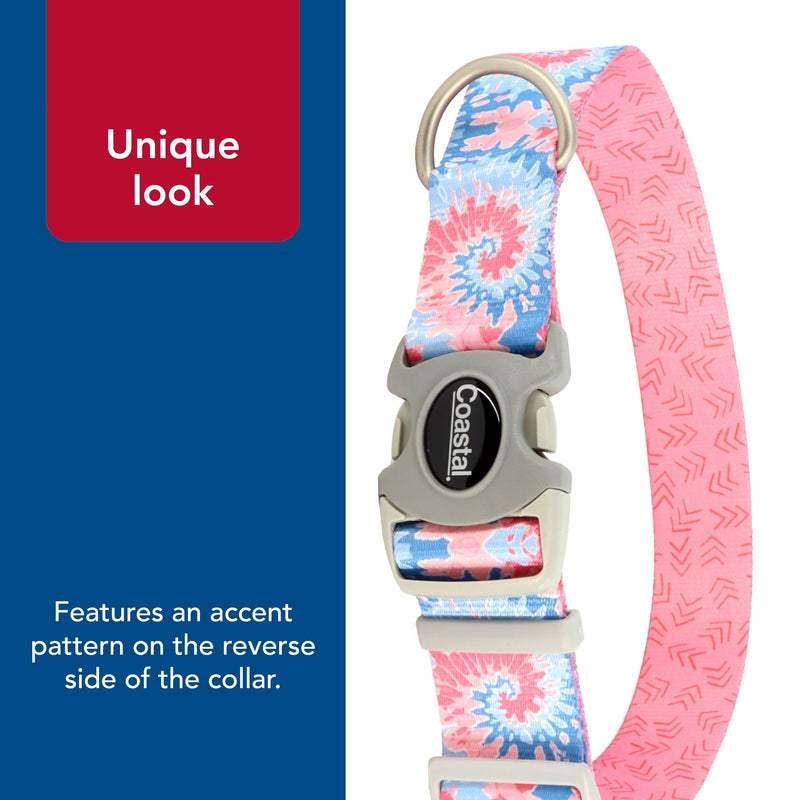 Coastal Pet Sublime Adjustable Dog Collar - Adjustable Plastic Buckle - Vibrant & Colorful Dog Collar with Fade-Resistant Patterns - Pink Tie Dye with Pink Arrows, Medium - 1" x 12"-18" Medium - 1" x 12"-18" (Pack of 1) - PawsPlanet Australia
