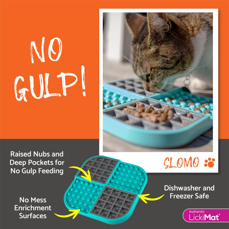 LickiMat Slomo, Cat Slow Feeder Lick Mat, Boredom Anxiety Reducer; Perfect for Food, Treats, Yogurt, or Peanut Butter. Fun Alternative to a Slow Feed Cat Bowl or Dish, Pink