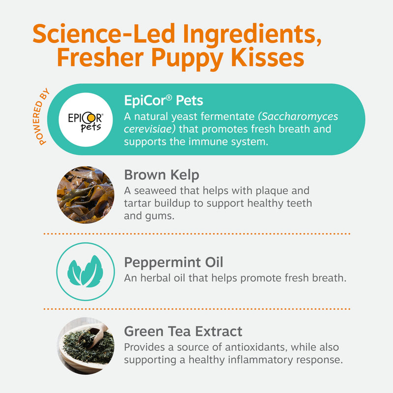 Zesty Paws Clean Breath Dental Chews for Dogs - Dog Breath Freshener + Fights Plaque & Tartar - Dental Chew with Peppermint Oil + Brown Kelp, Green Tea Extract - Teeth, Gum & Oral Health Support 120 Count (Pack of 1) - PawsPlanet Australia
