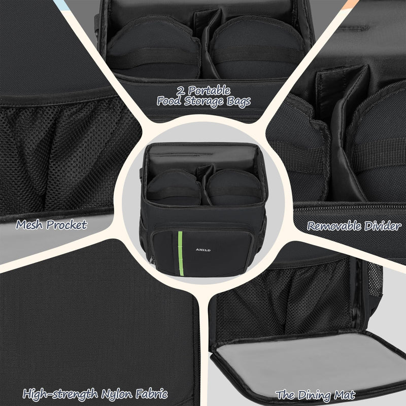 ANILD Dog Travel Backpack - Airline Approved Double-layer Pet Travel Backpack with 2 Food Storage Bag and 2 Foldable Silicone Bowls for Hiking & Camping Black - PawsPlanet Australia