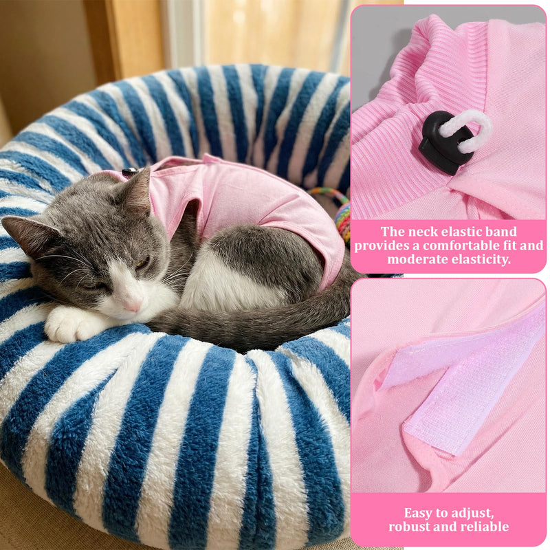Cat Spay Recovery Suit 2Pcs, Cat Onesie for Cats After Surgery Female, Breathable Cats Surgery Recovery Suit Cone of Shame Alternative, Anti Licking CatBodysuit for Post Surgical Wounds (Pink, M)