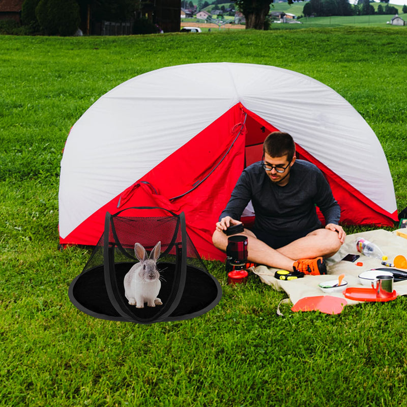 Rest-Eazzzy Small Animal Tent, Portable Cat Tent, Cat Enclosures for Outside and Indoor with Carry Bag, Pet Playpen for Hamster, Guinea Pig, Rabbits (XS-Black Black-tent