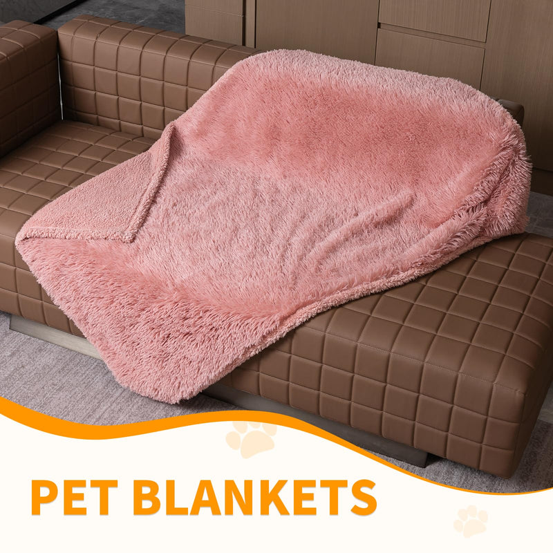 Pink Calming Dog Blanket Waterproof Pet Blankets Fluffy Long Faux Fur Cat Throw Blankets for Couch Furniture Protector Love Bed Cover Washable(Pink,M) Pink M-57*40in(145*100cm) - PawsPlanet Australia