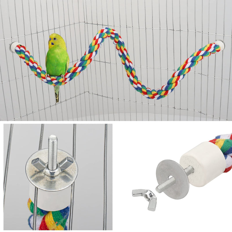 Bird Rope Perches for Parrots, Cockatiels, Parakeets, Budgie Cages Comfy Birds Colorful Rope Toy (31.5inch Metal nut) 31.5inch metal nut - PawsPlanet Australia