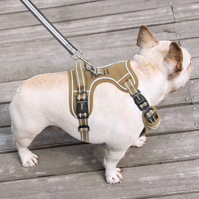 HEELE Dog Harness, No Pull Dog Harness Medium, Release on Neck, Front Back Clips Dog Vest Harness Reflective Adjustable Padded, Easy Control Handle for Outdoor Walking Training, Bronze, M M (Pack of 1) Solid Khaki - PawsPlanet Australia