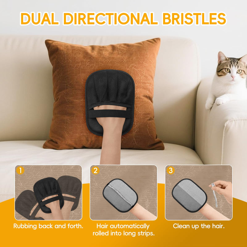 2 Pcs Pet Hair Removal Glove, Magic Brush Electrostatic Pet Hair Remover Glove, Reusable Dog Cat Hair Fur Remover Mitt, Pet Grooming Cleaning Gloves, Pet Hair Cleaner Removal Tool for Couch, Furniture - PawsPlanet Australia