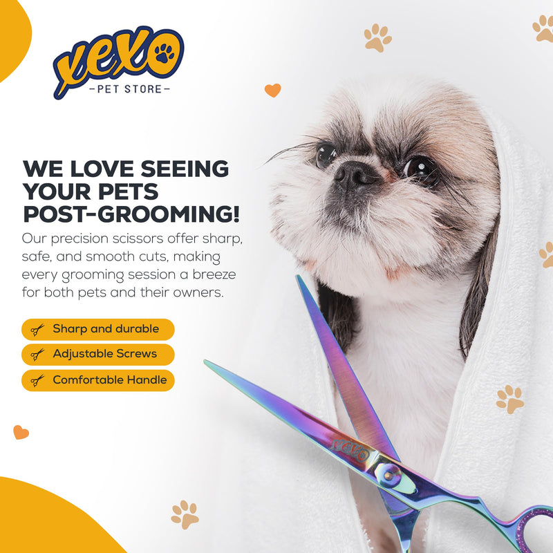 Straight Dog Scissors - Essential Scissors for Pet Grooming - 7.5" Right Handed Sharp Stainless Steel Shear Straight Scissor - 7.5'' - PawsPlanet Australia