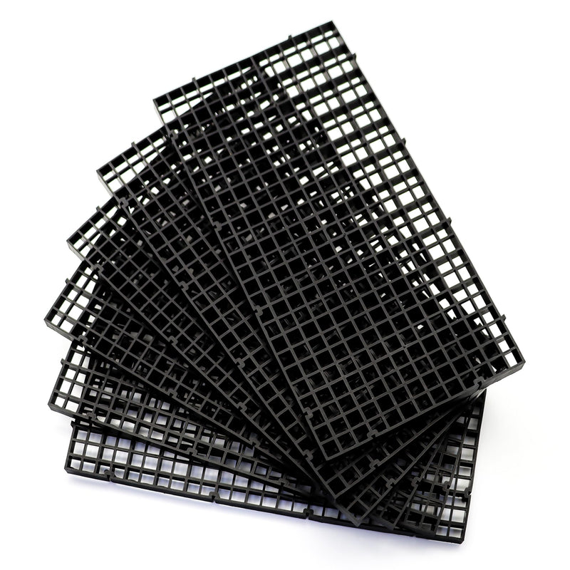 ALEGI Aquarium Fish Tank Divider Plastic Egg Crate Aquarium Filter Bottom Tray Plastic Grid (S 6pcs Black) S 6pcs Black