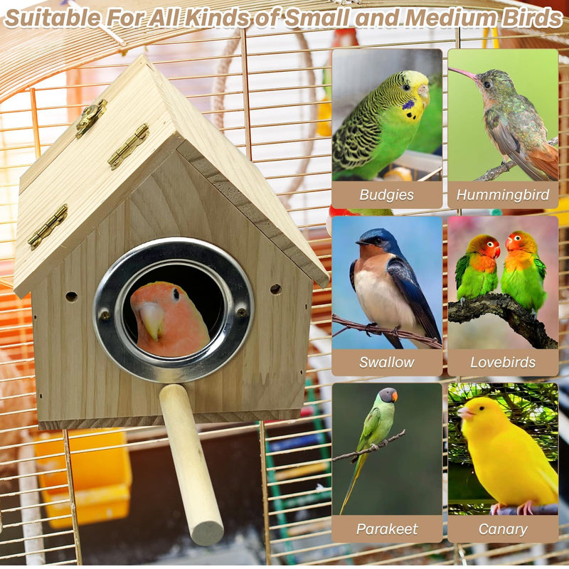 PINVNBY Parakeet Nesting Box Wooden Bird House for Cage Parrot Breeding Mating Box for Lovebirds CockatielFinch Cockatoo Canary and Small and Medium-Sized Birds (L: 7.91 * 6.81 * 6.69 inch) Wood House Shape,L: 7.91*6.81*6.69 inch
